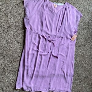 EVRI Dress Sheath Lavender Front Tie Short Sleeve Lined Vneck Women’s Sz 2X NEW